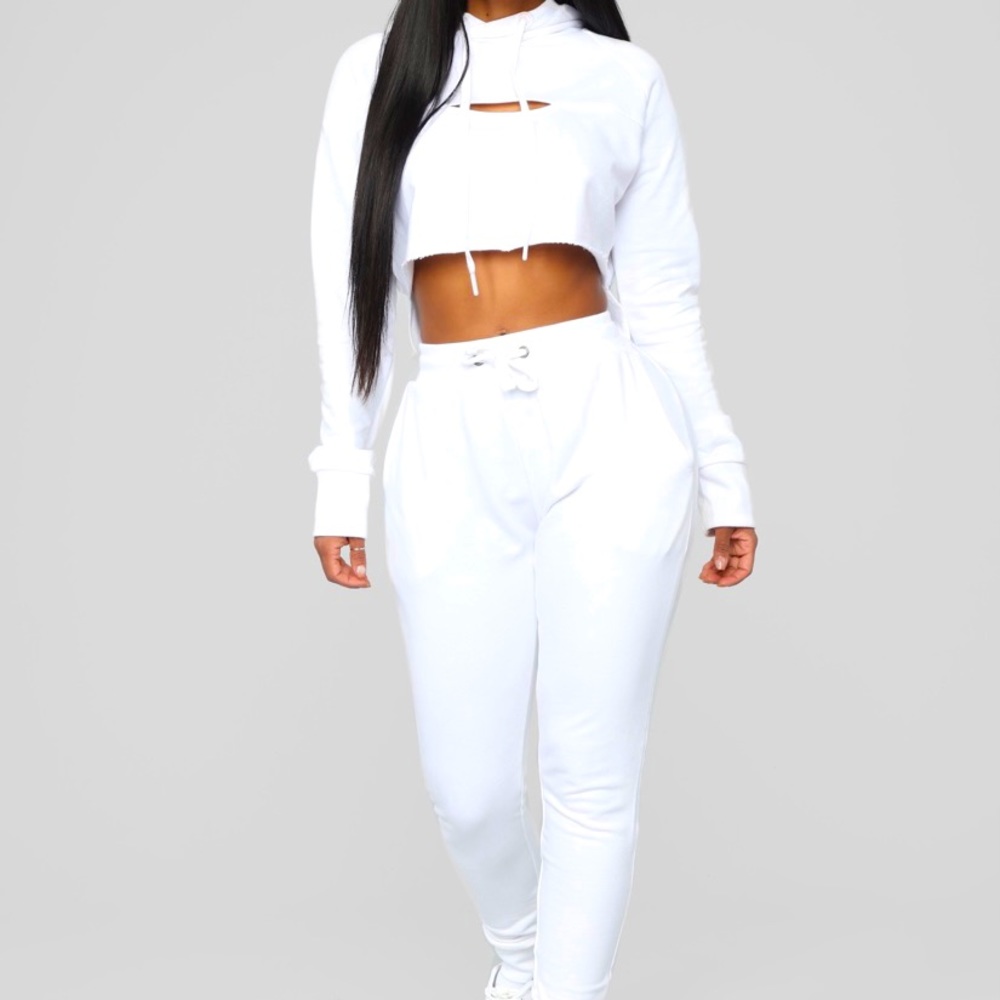 White Jogger Lounge Set